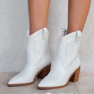 Billini White Western Ankle Booties